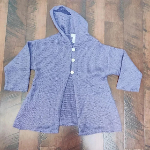 soft surrounding lavender mohair wool hooded cardigan sweater large - Picture 7 of 10